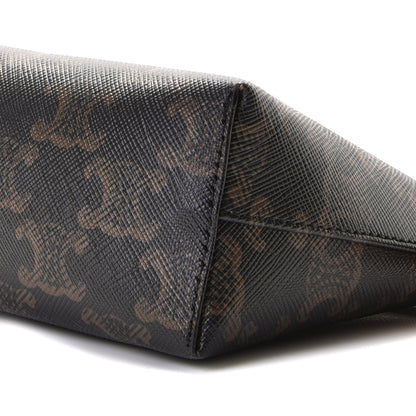 Celine Triomphe Canvas Calfskin Small Zipped Pouch Tan 5 of 7