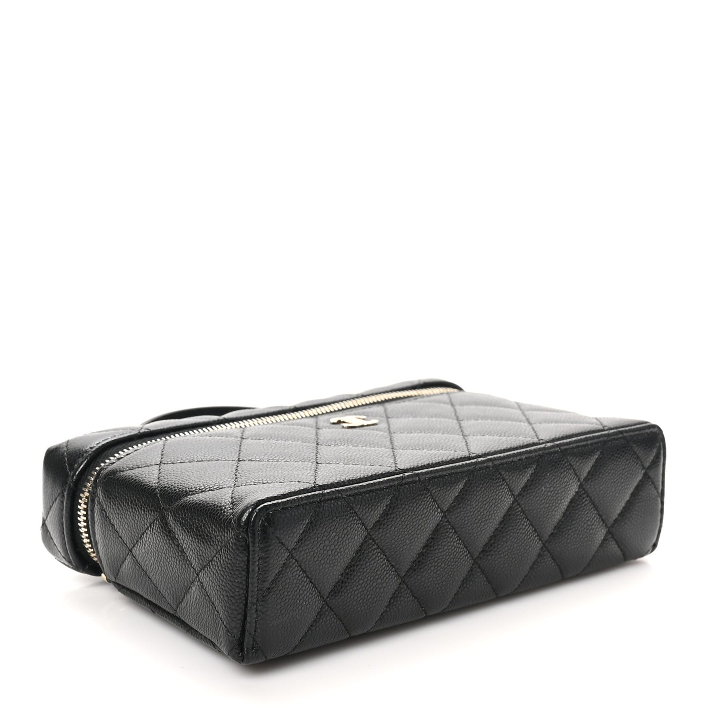 Caviar Quilted Top Handle Slim Vanity With Chain Black