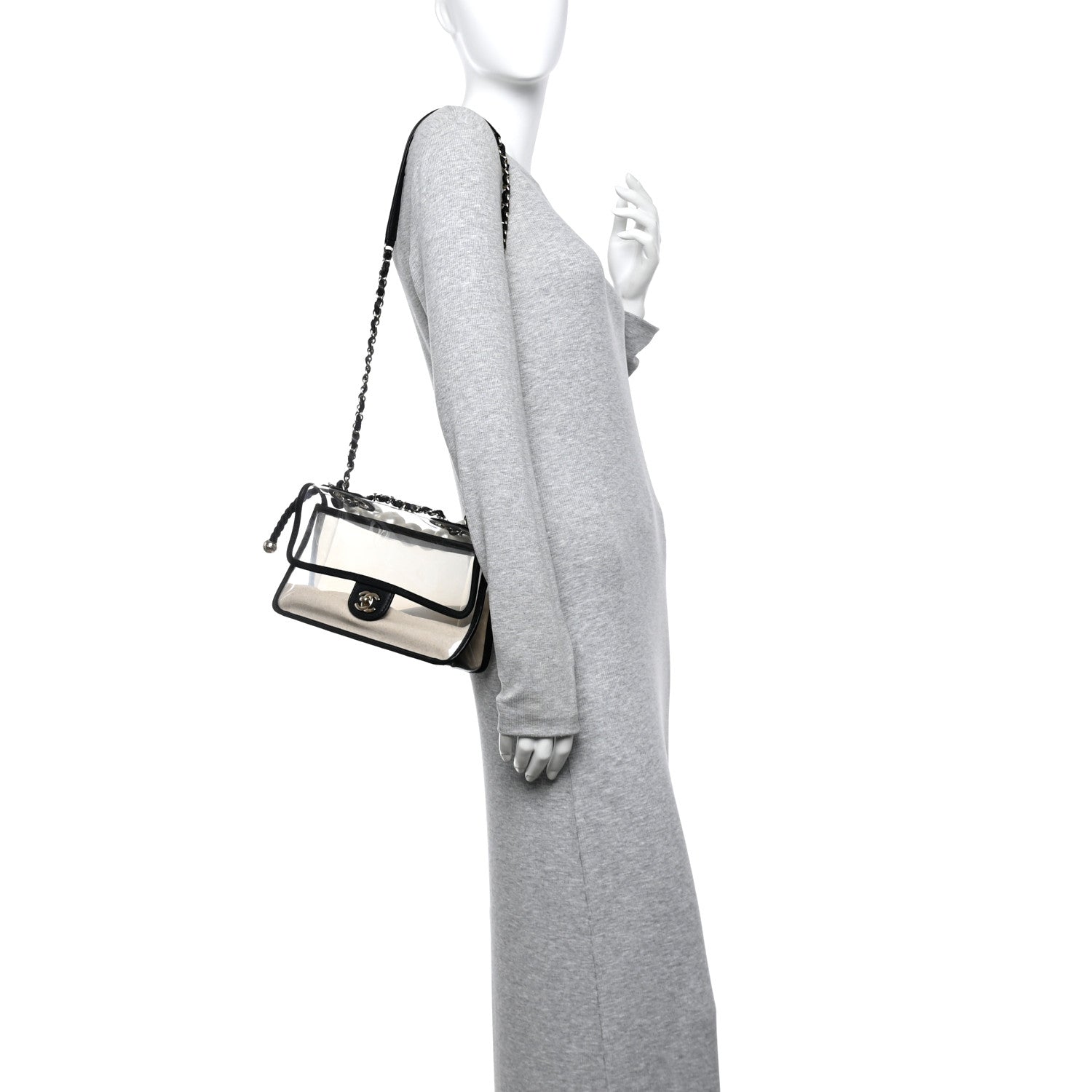 Chanel Lambskin PVC Sand By The Sea Flap With Pearl Strap Black 2 of 10
