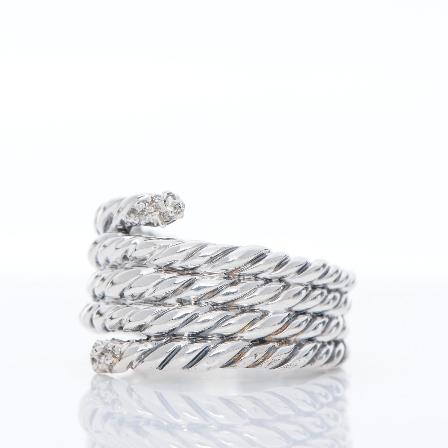 Sterling Silver Diamond Willow Serpentine Ring 53 6.5