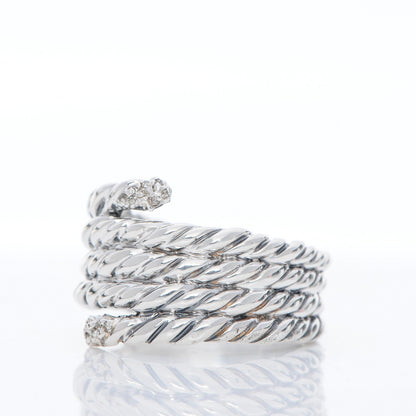David Yurman Sterling Silver Diamond Willow Serpentine Ring 53 6.5 3 of 5