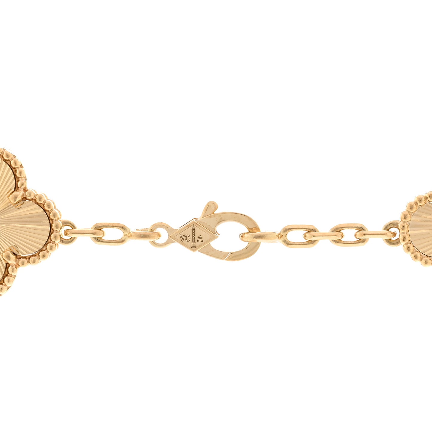 18K Yellow Gold 10 Motifs Guilloche Vintage Alhambra Necklace