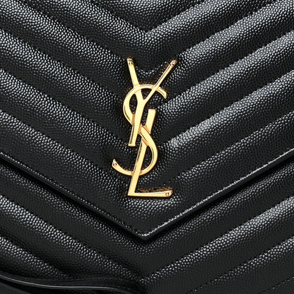 Saint Laurent Grain De Poudre Matelasse Chevron Monogram Envelope Clutch Black 8 of 8
