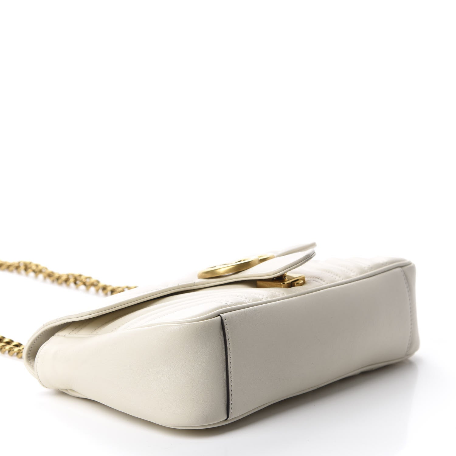 Gucci Calfskin Matelasse Small GG Marmont Shoulder Bag White 4 of 11