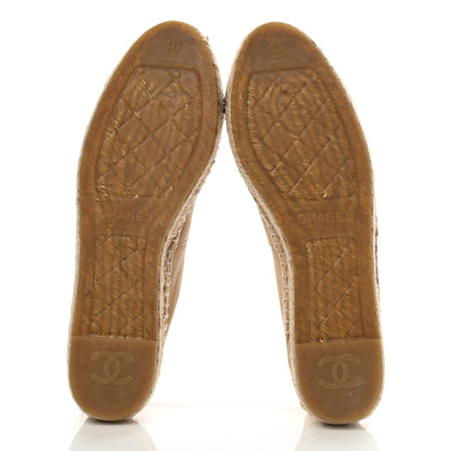 Chanel Lambskin CC Camellia Stud Espadrilles 40 Beige Black 5 of 13