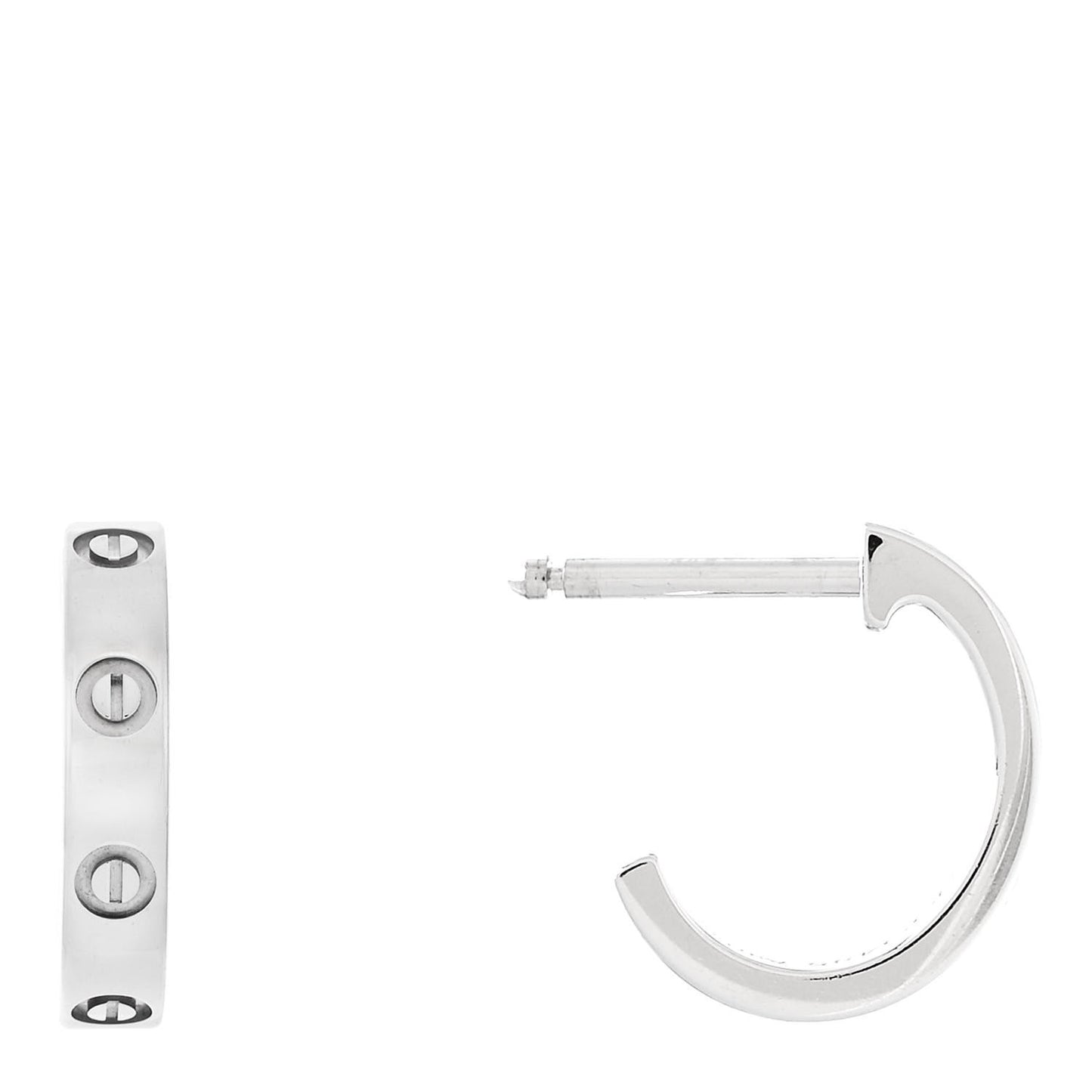 18K White Gold Small LOVE Hoop Earrings