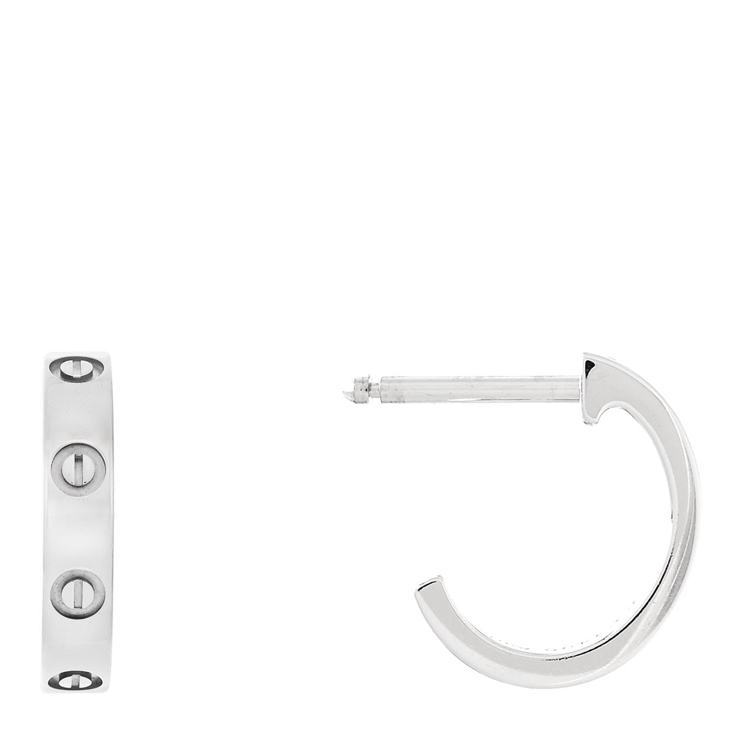 Cartier 18K White Gold Small LOVE Hoop Earrings 1 of 6