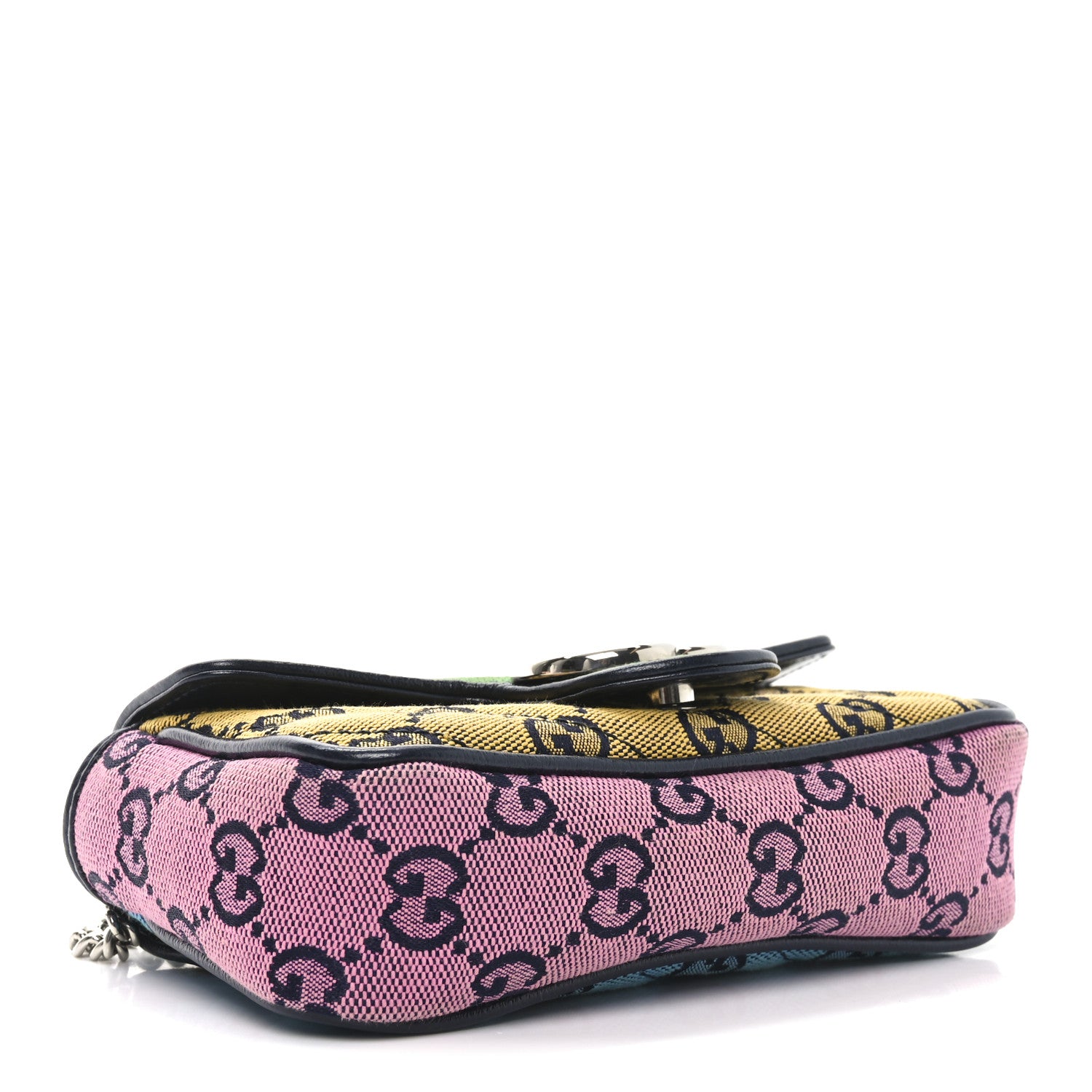 Gucci Monogram Multicolor Matelasse Diagonal Super Mini GG Marmont Shoulder Bag Green Blue Yellow Light Blue Pink 4 of 12