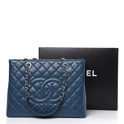 Chanel Caviar Quilted Grand Shopping Tote GST Navy Blue 10 of 10