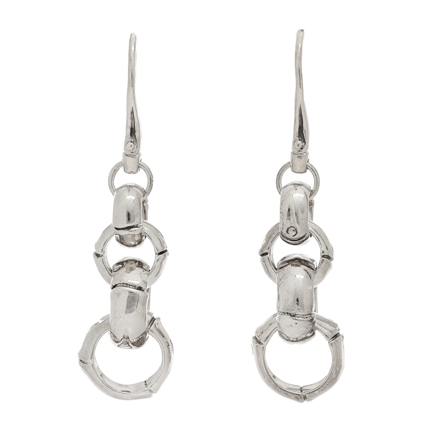 Sterling Silver Bamboo Link Drop Earrings