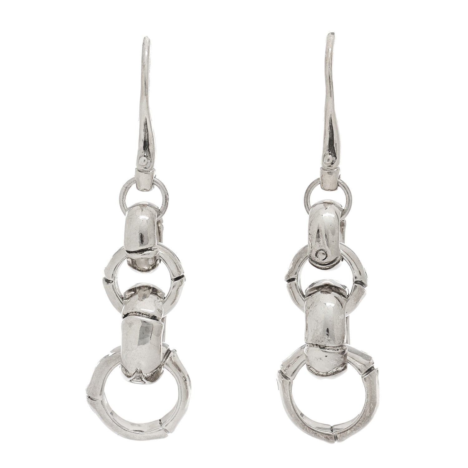 John Hardy Sterling Silver Bamboo Link Drop Earrings 1 of 7
