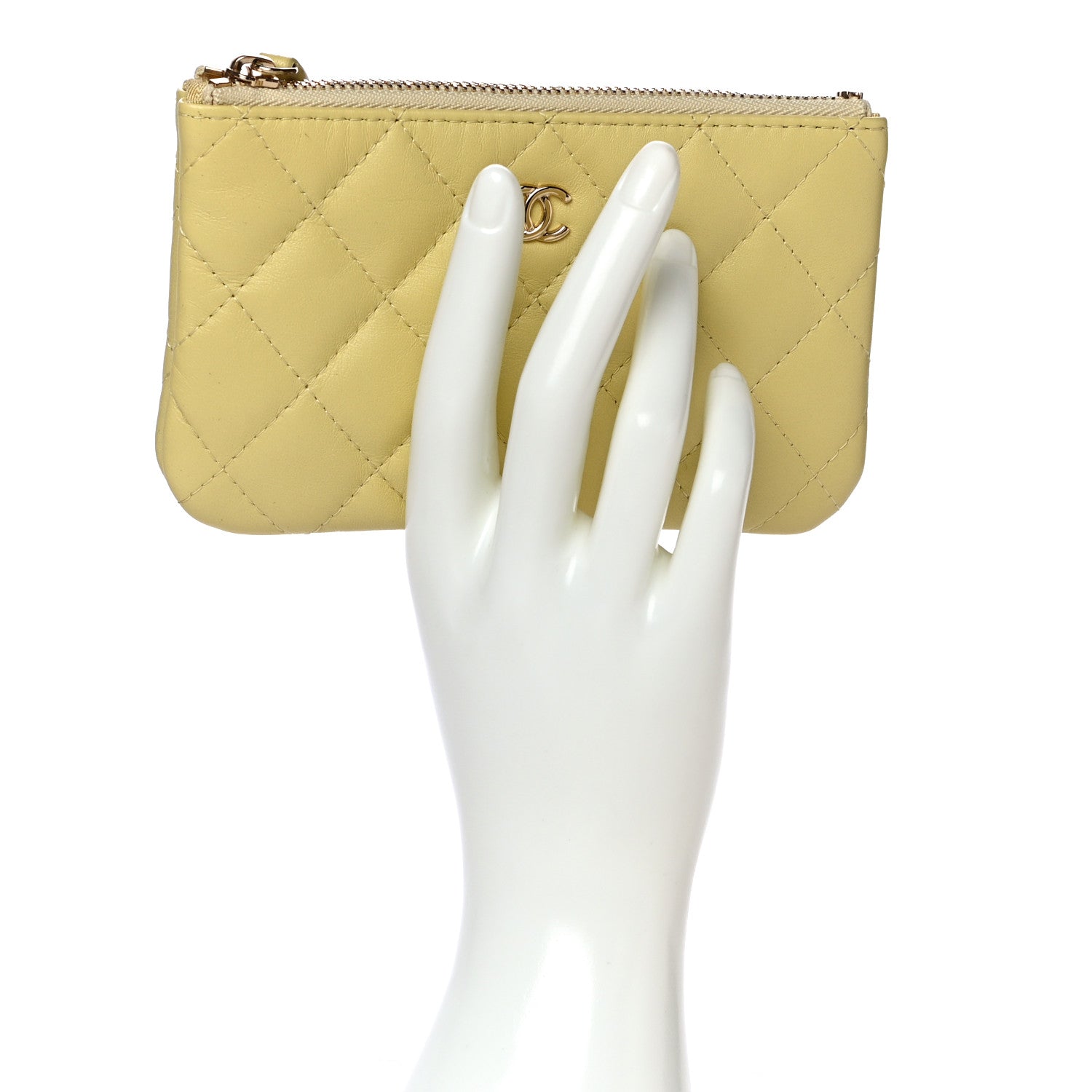 Chanel Lambskin Quilted Small Cosmetic Case Yellow 2 of 8