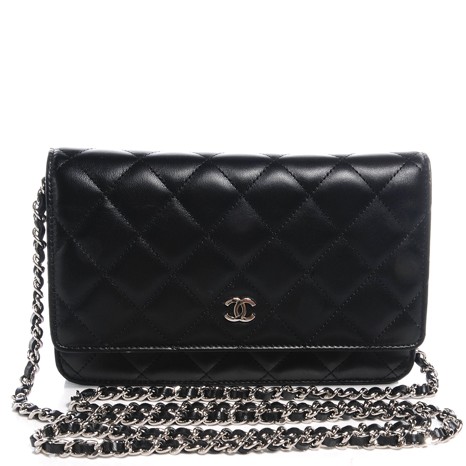 Chanel Lambskin Quilted Wallet On Chain WOC Black 1 of 10