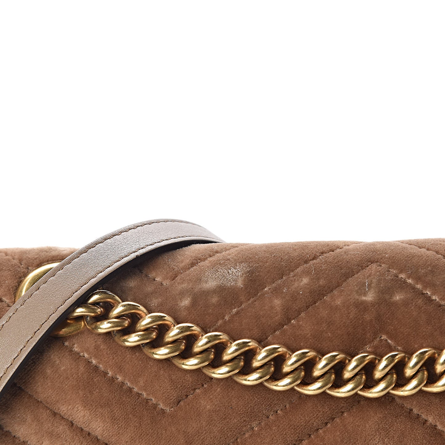 Velvet Matelasse Small GG Marmont Shoulder Bag Taupe