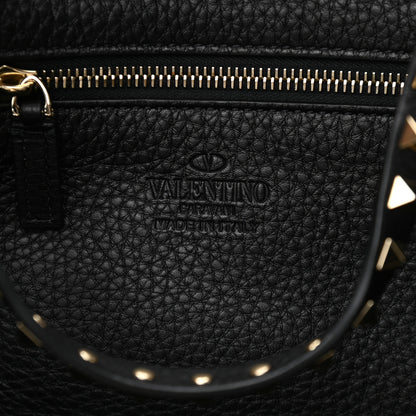 Valentino Garavani Pebbled Calfskin Medium Rockstud Tote Black 6 of 9