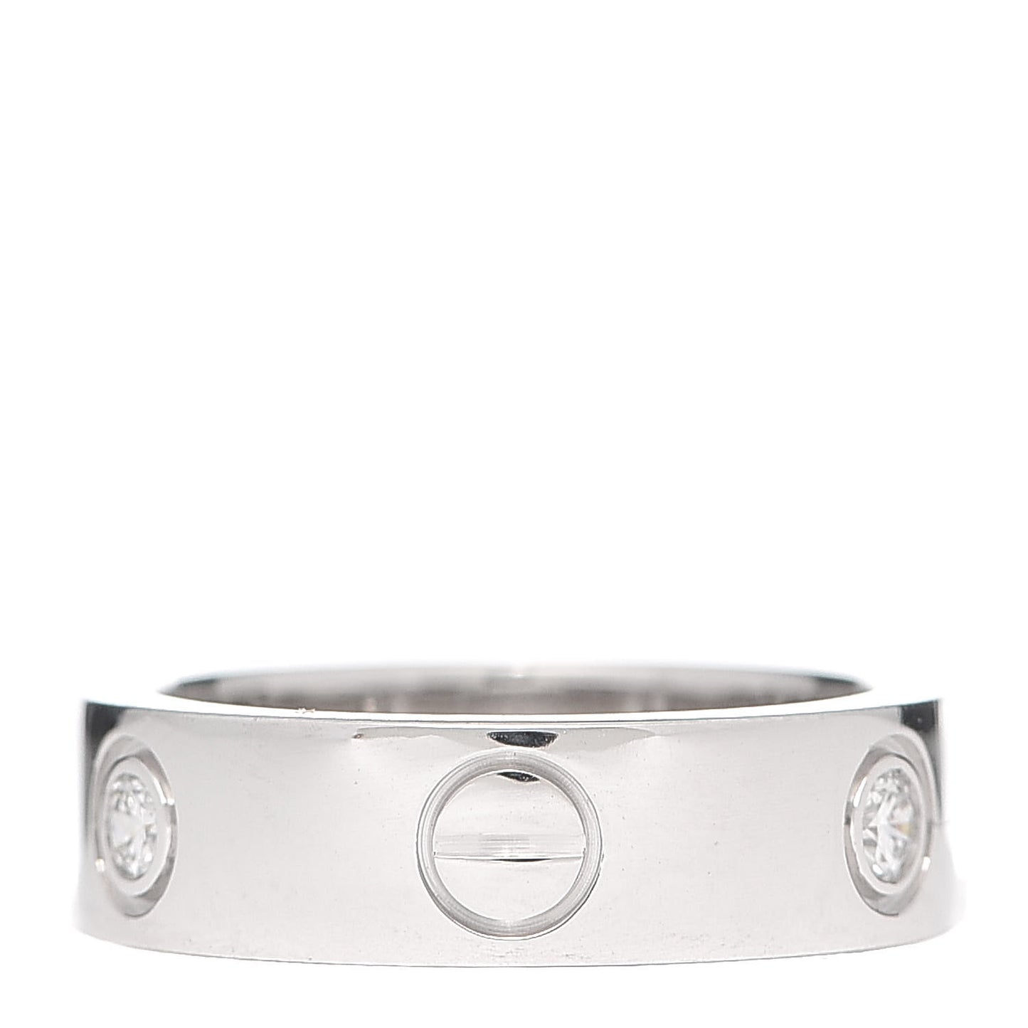 18K White Gold 3 Diamond 5.5mm LOVE Ring 51 5.75