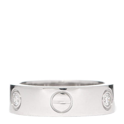 Cartier 18K White Gold 3 Diamond 5.5mm LOVE Ring 51 5.75 3 of 6