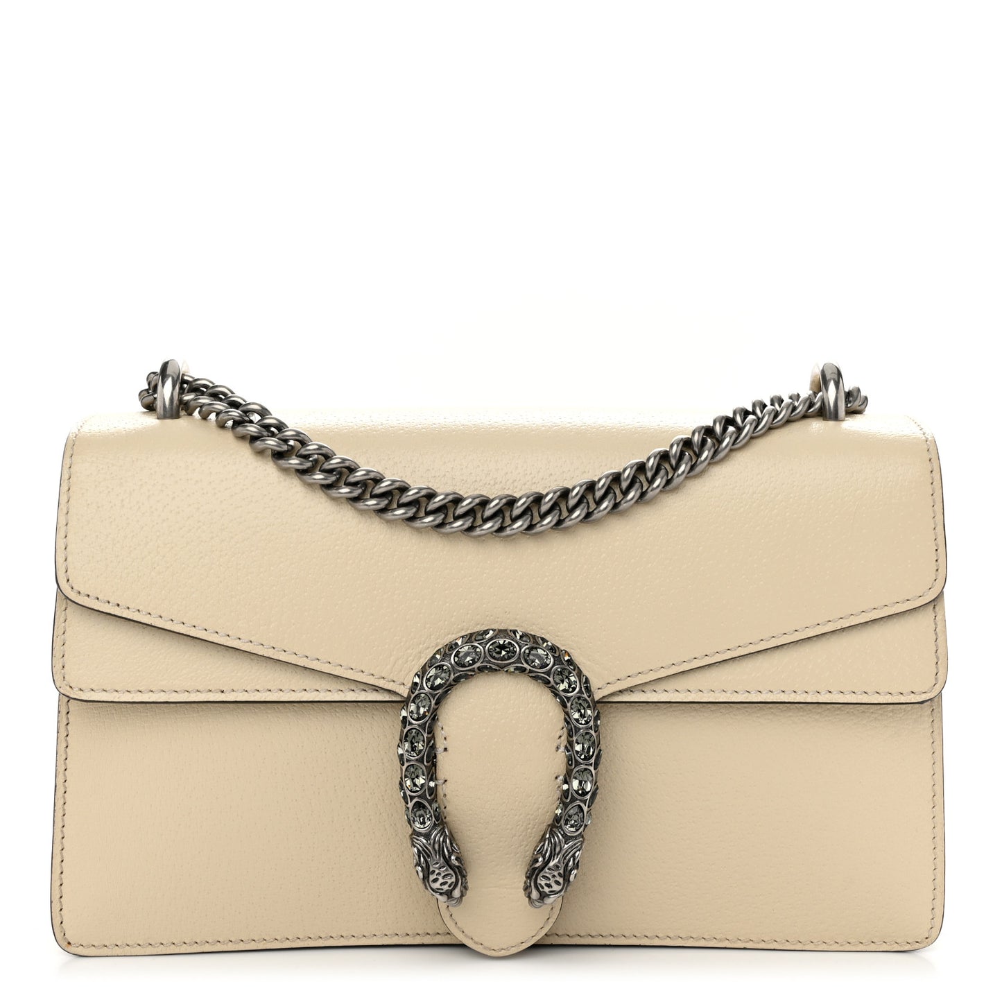 Textured Calfskin Crystal Small Dionysus Shoulder Bag Mystic White