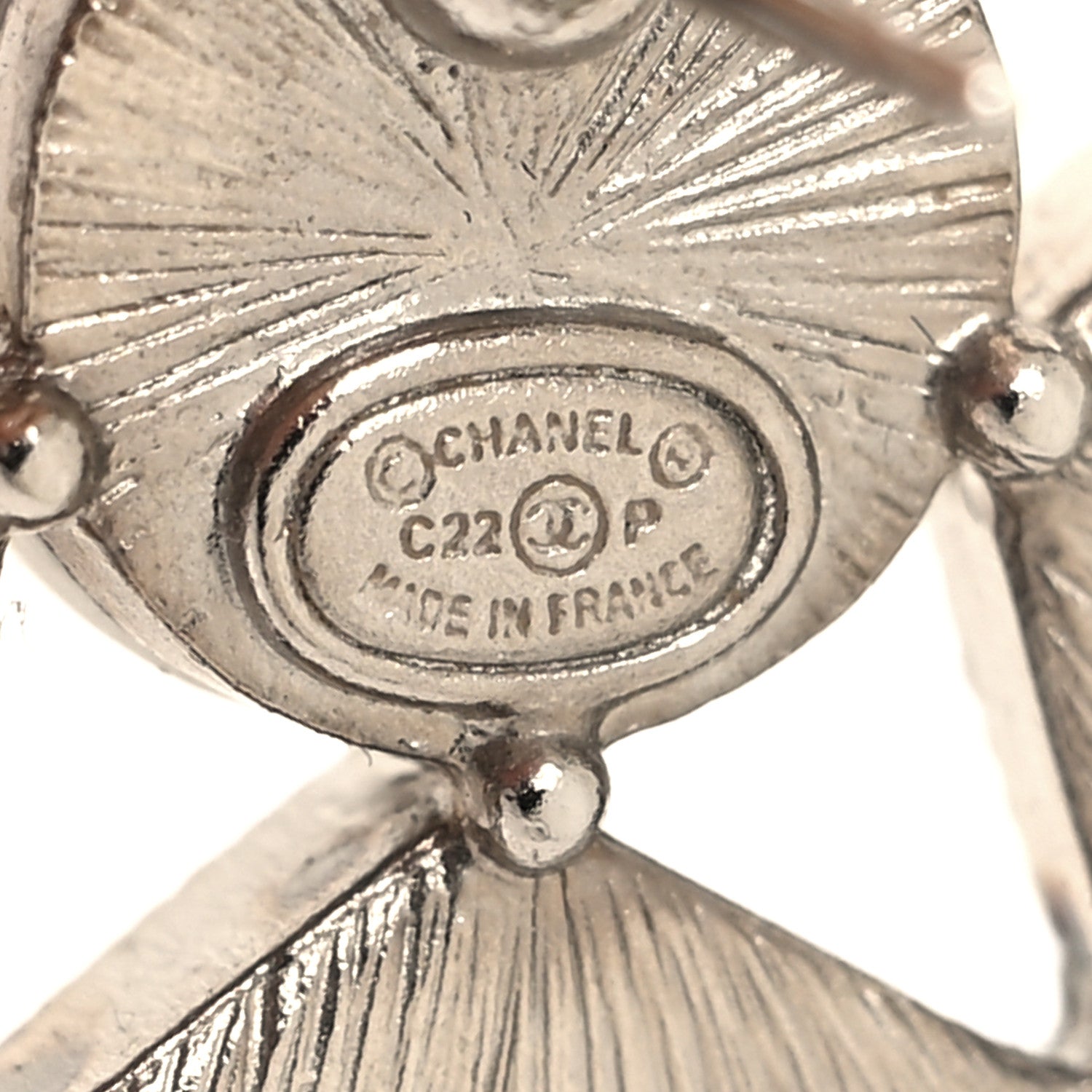 Chanel Pearl Crystal Star CC Round Earrings Silver 4 of 5