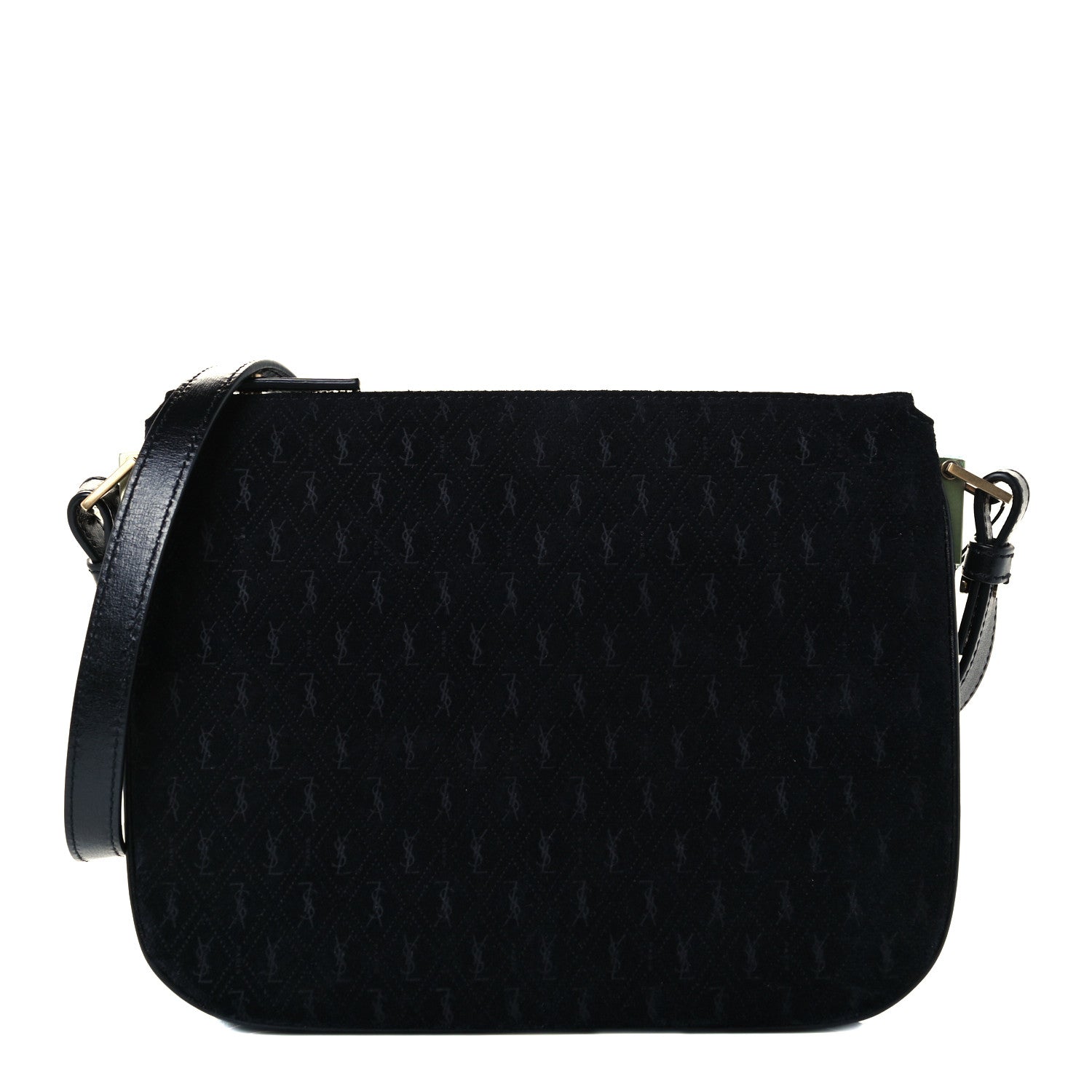 Saint Laurent Suede All-Over Monogram Crossbody Black 1 of 10