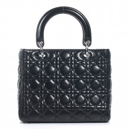 Christian Dior Lambskin Cannage Medium Lady Dior Black 7 of 9