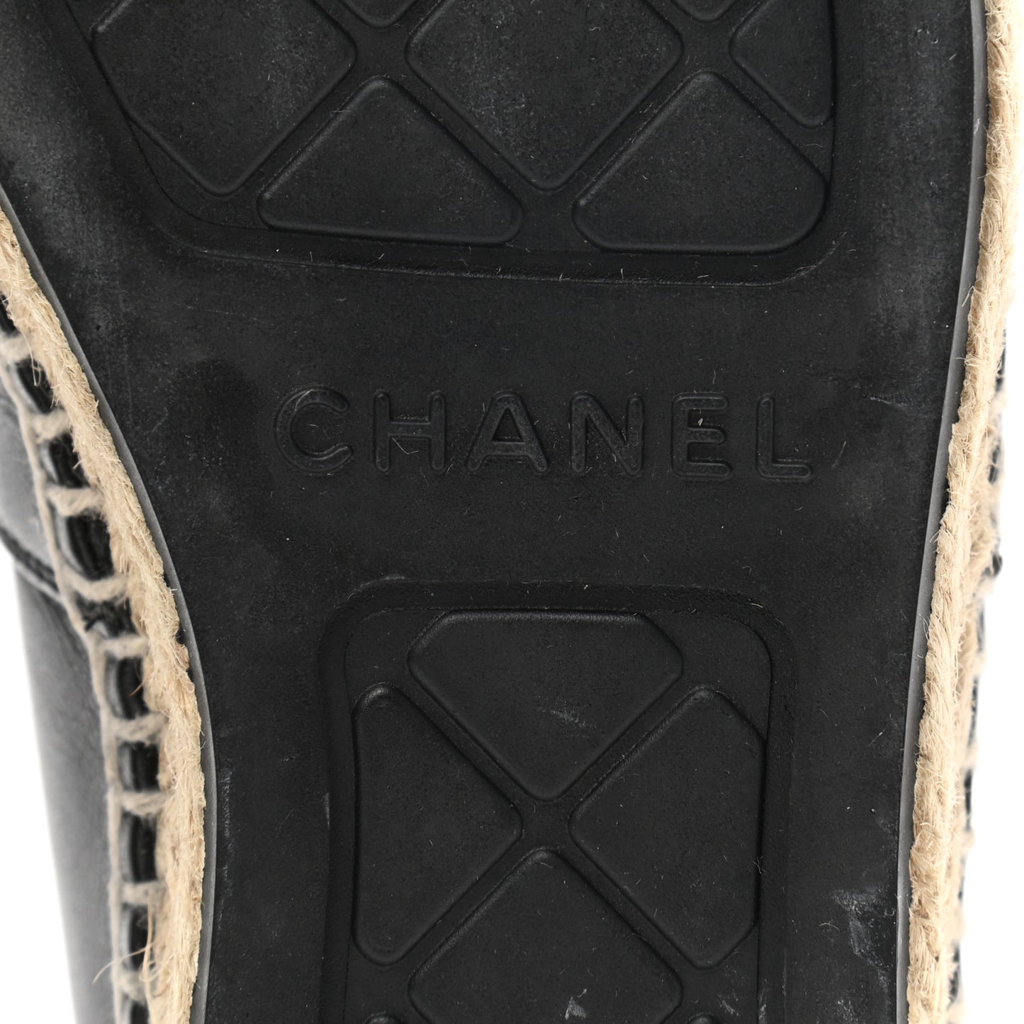 Lambskin Shiny Calfskin CC Espadrilles 35 Black Beige