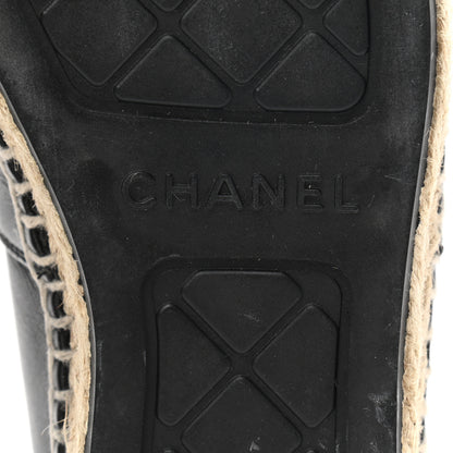 Chanel Lambskin Shiny Calfskin CC Espadrilles 35 Black Beige 8 of 9