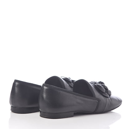 Chanel Lambskin Camellia Moccasin Flats 36.5 Black 4 of 7