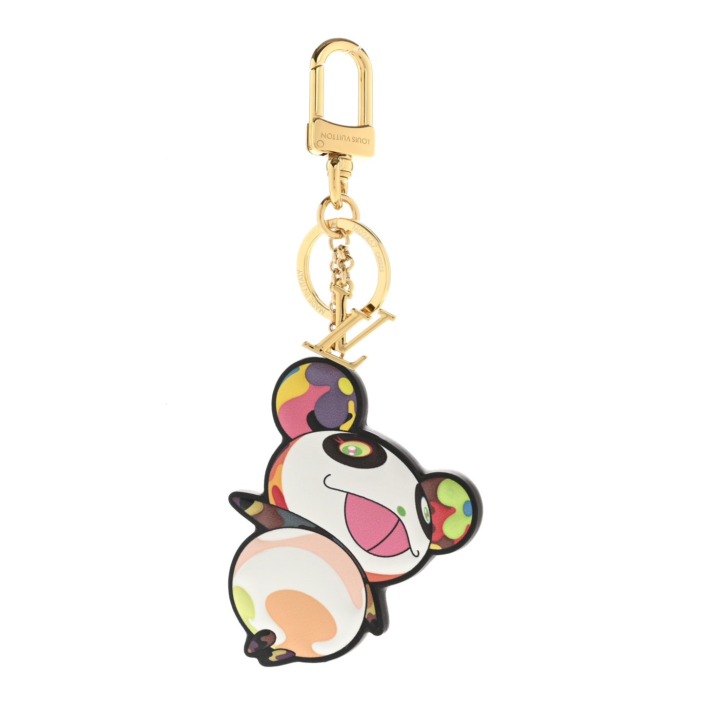 LV x TM Cowhide Monogram Superflat Panda Key Ring Bag Charm Multicolor