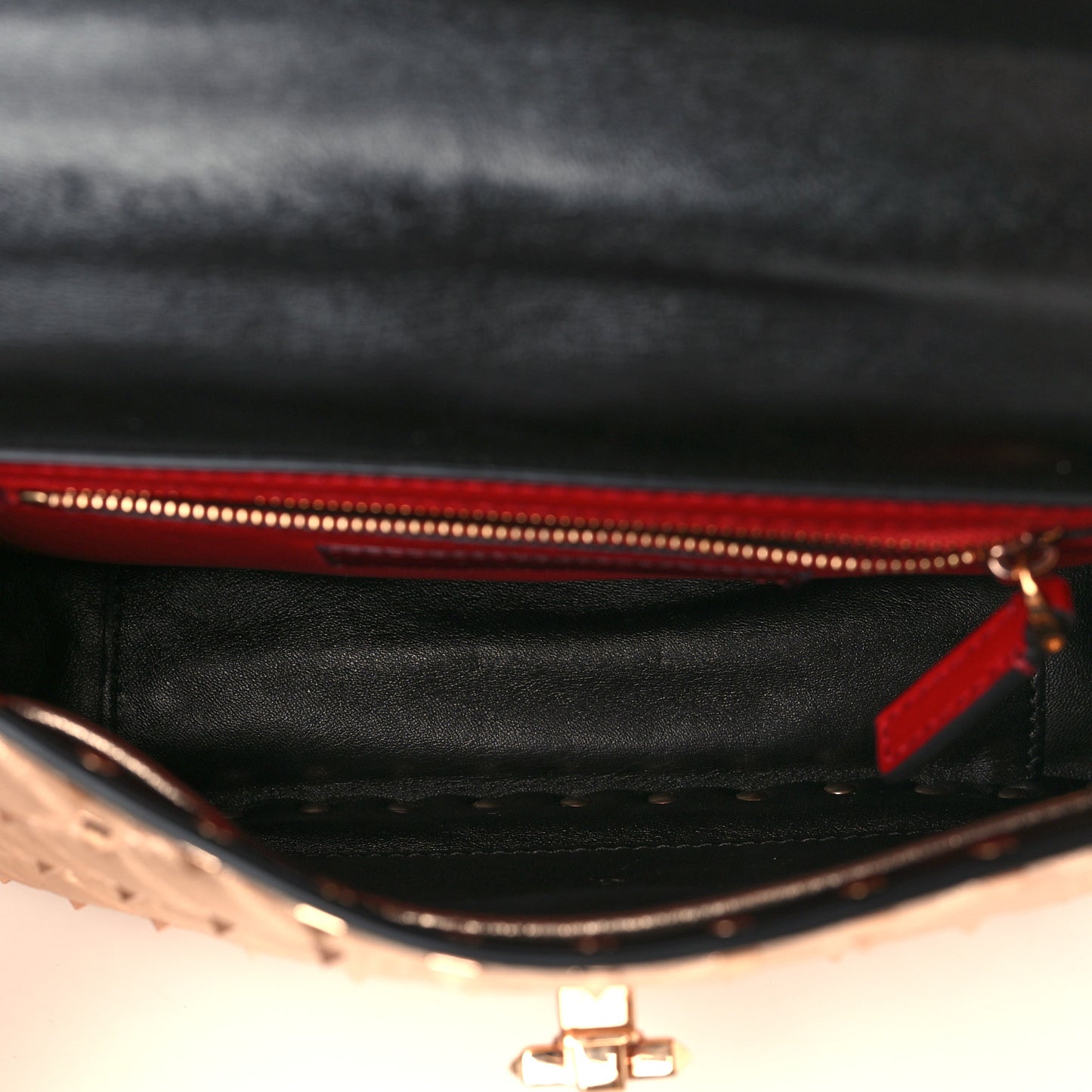 Metallic Nappa Medium Rockstud Spike Shoulder Bag Rame
