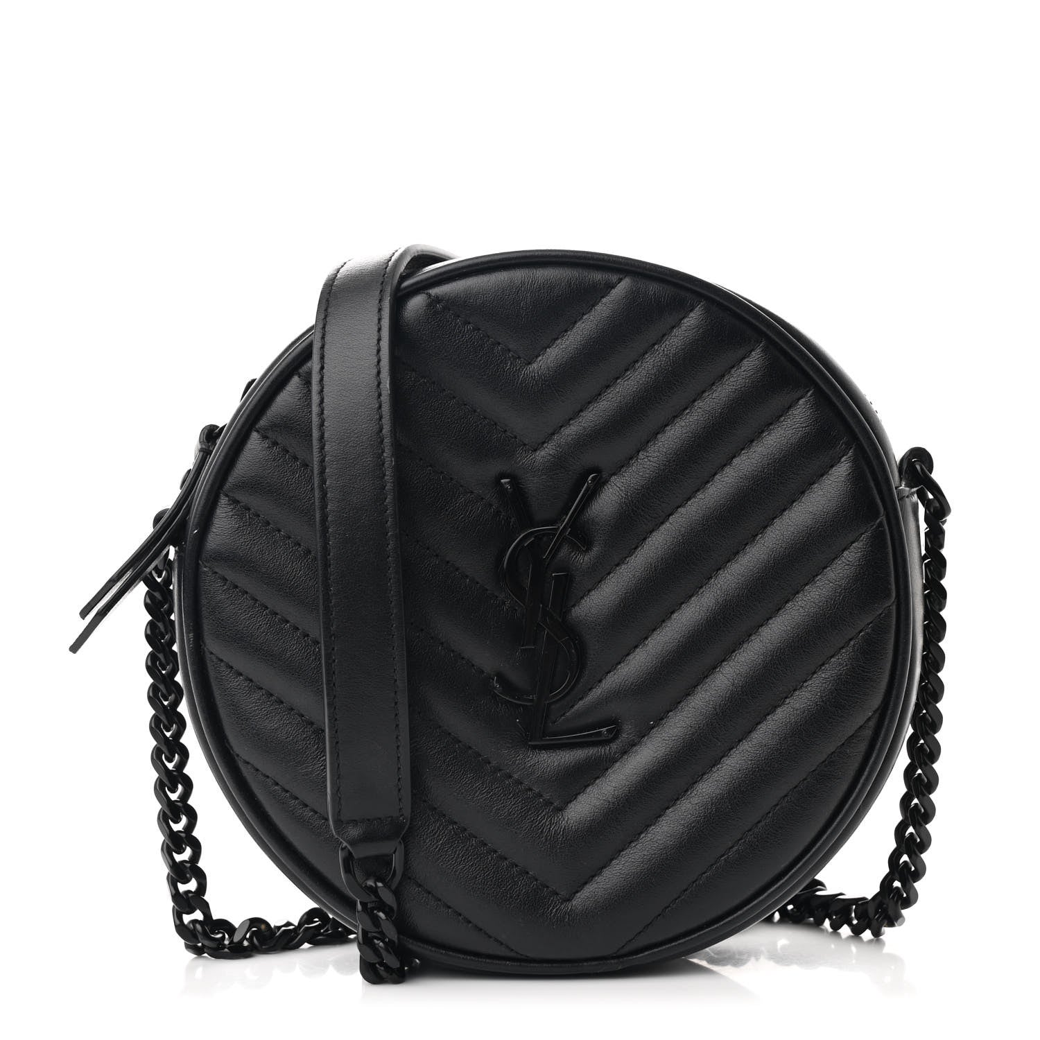 Saint Laurent Calfskin Matelasse Chevron Round Vinyle Camera Bag Black 1 of 10
