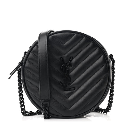 Saint Laurent Calfskin Matelasse Chevron Round Vinyle Camera Bag Black 1 of 10