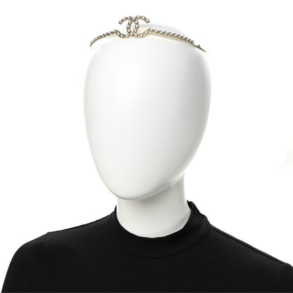 Chanel Metal Crystal CC Headband Light Gold 2 of 5