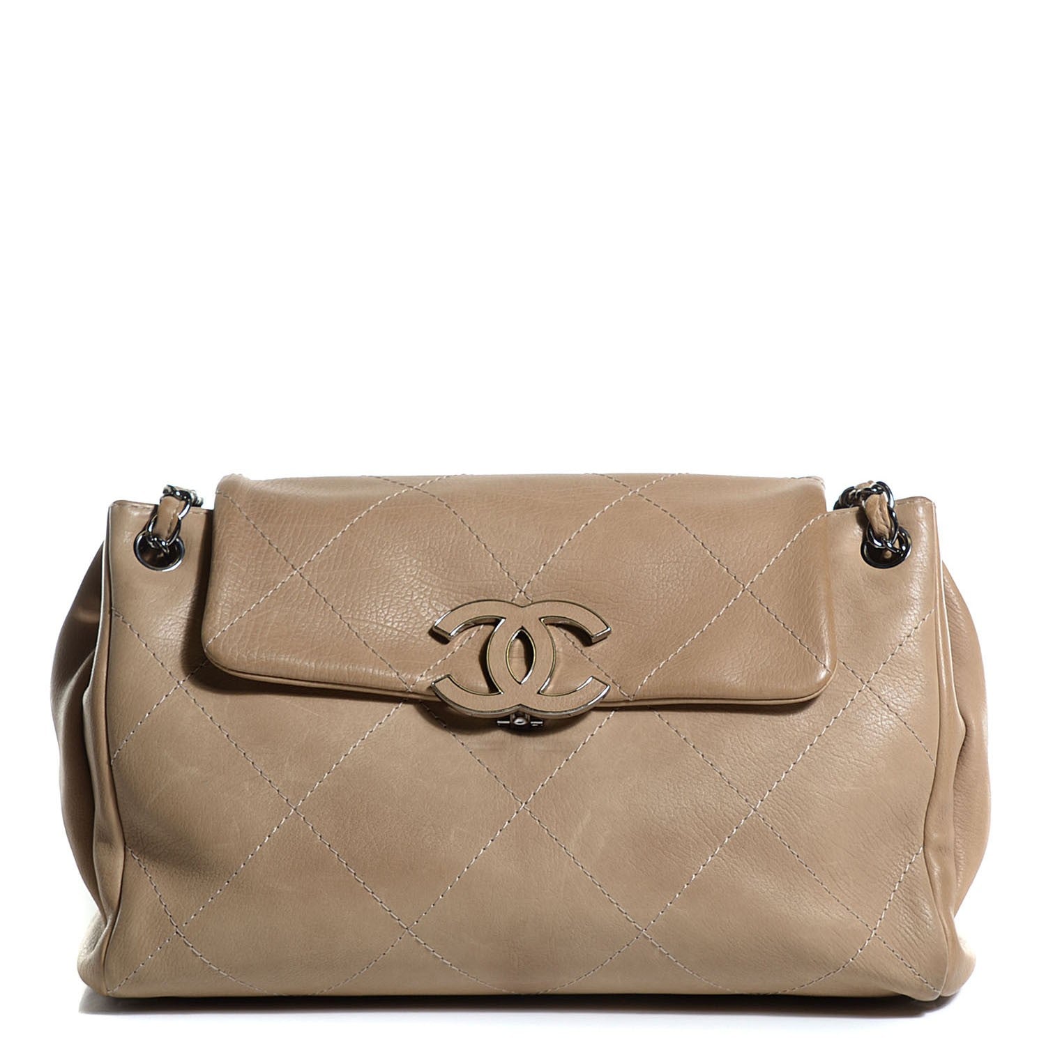 Chanel Calfskin Large Hamptons Flap Bag Dark Beige 1 of 7