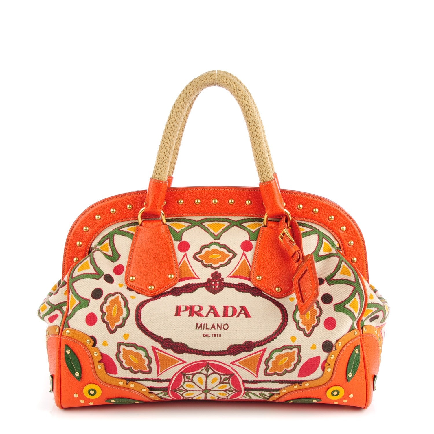 Prada Canapa Stampata Frame Bag Papaya 1 of 10