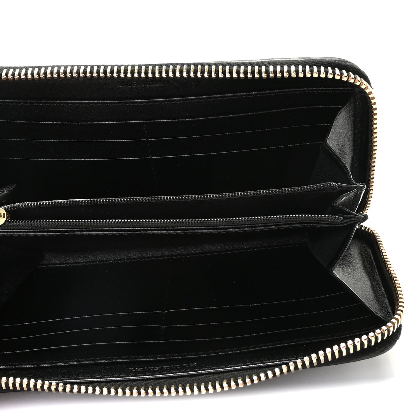 Grainy Calfskin Zip Around Wallet Black