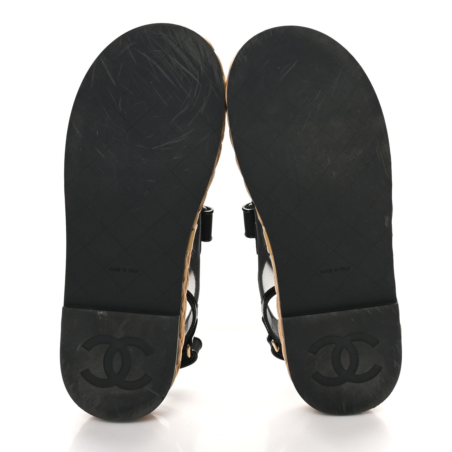 Chanel Mesh Patent Calfskin Velcro Dad Sandals 40 Black 6 of 10