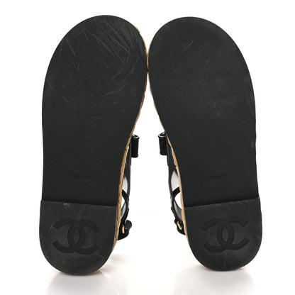 Chanel Mesh Patent Calfskin Velcro Dad Sandals 40 Black 6 of 10