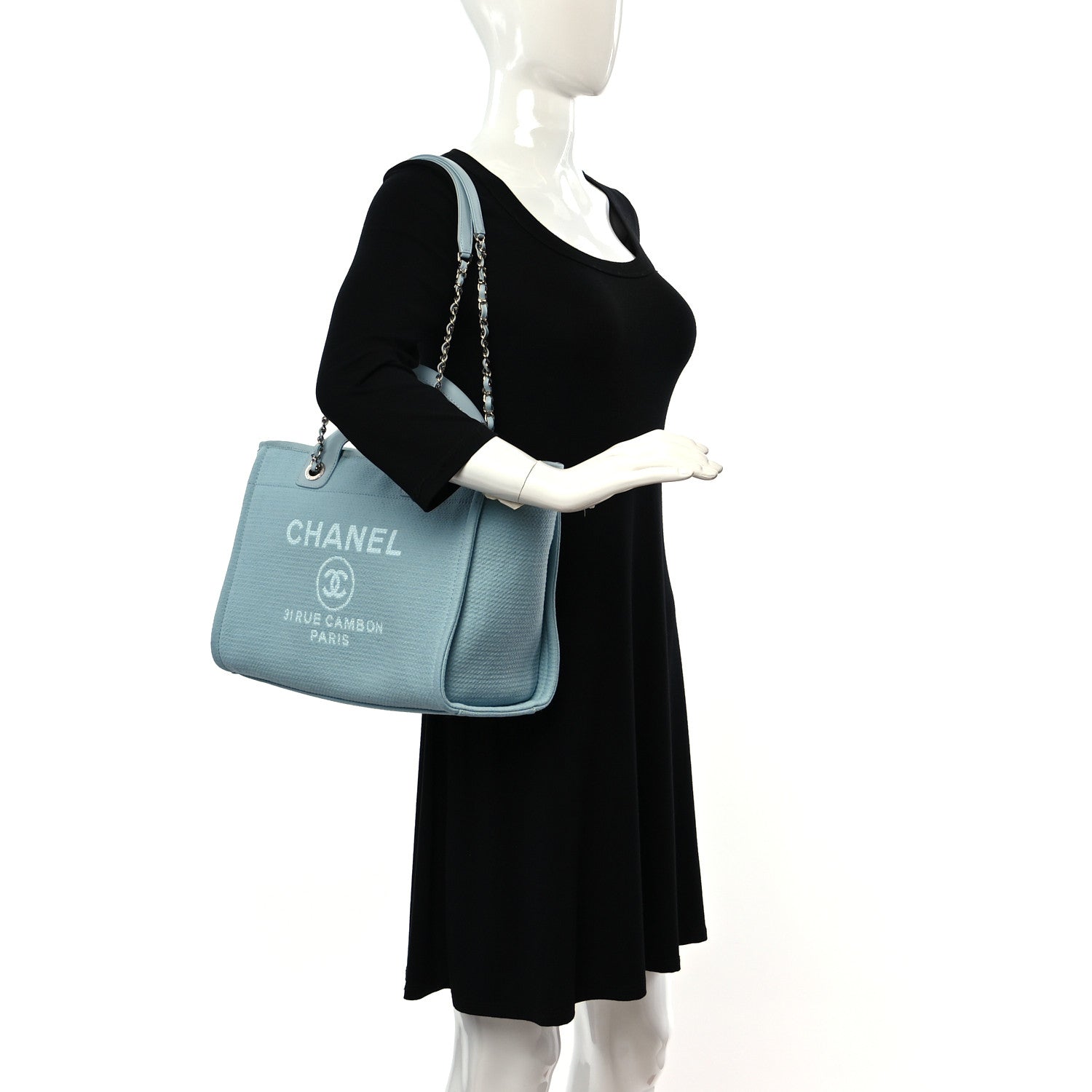 Chanel Mixed Fibers Small Deauville Tote Light Blue 2 of 10