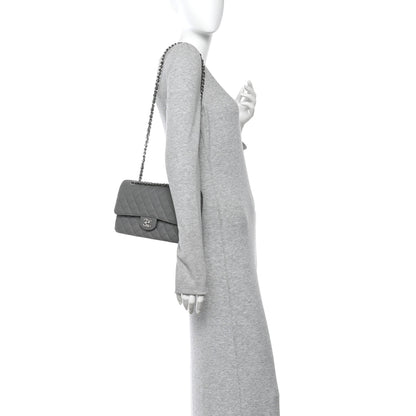 Chanel Caviar Quilted Medium Double Flap Grey 2 of 10