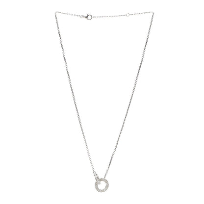 Cartier 18K White Gold Diamond Interlocking LOVE Paved Necklace 3 of 7