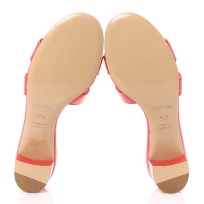 Hermes Calfskin Oasis Sandals 37.5 Rouge Rubis 5 of 8