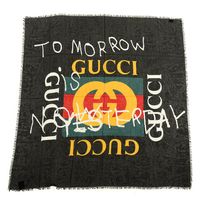 Gucci Modal Silk Coco Capitan Logo Square Scarf Black 1 of 3