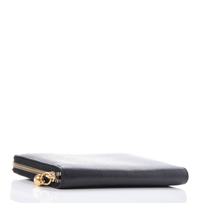 Alexander McQueen Pebbled Calfskin Skull Continental Zip Wallet Black 4 of 12