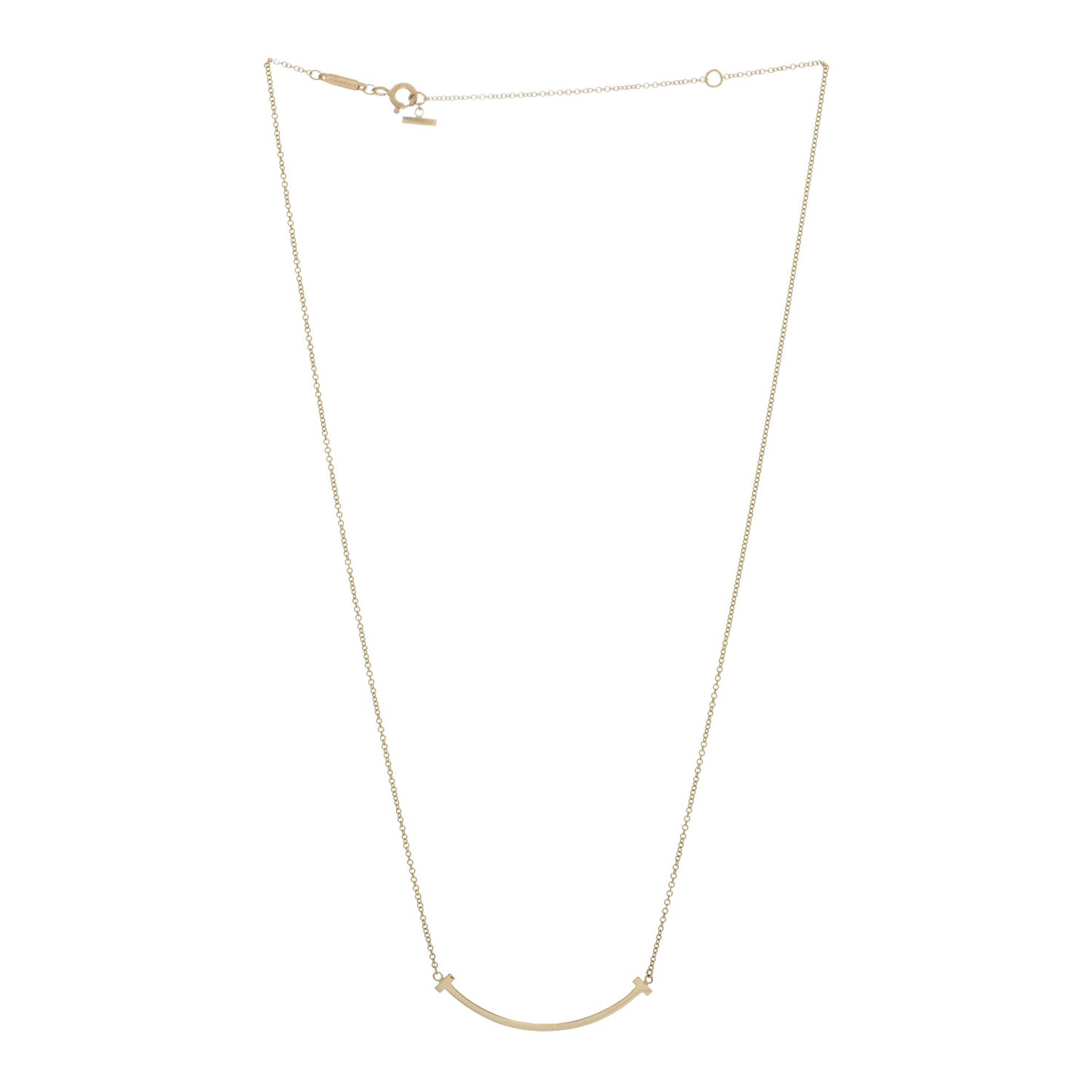 18K Yellow Gold Small T Smile Pendant Necklace