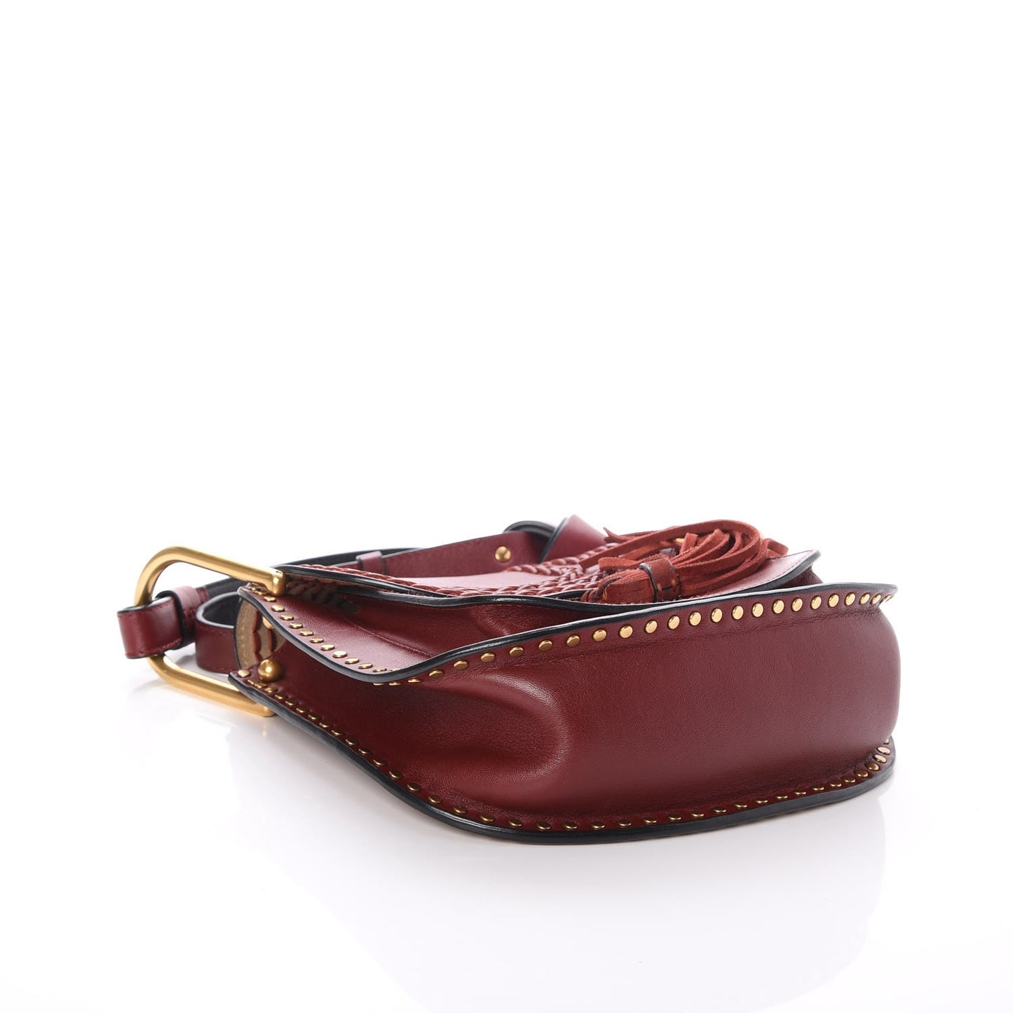 Calfskin Braided Small Hudson Shoulder Bag Sienna Red