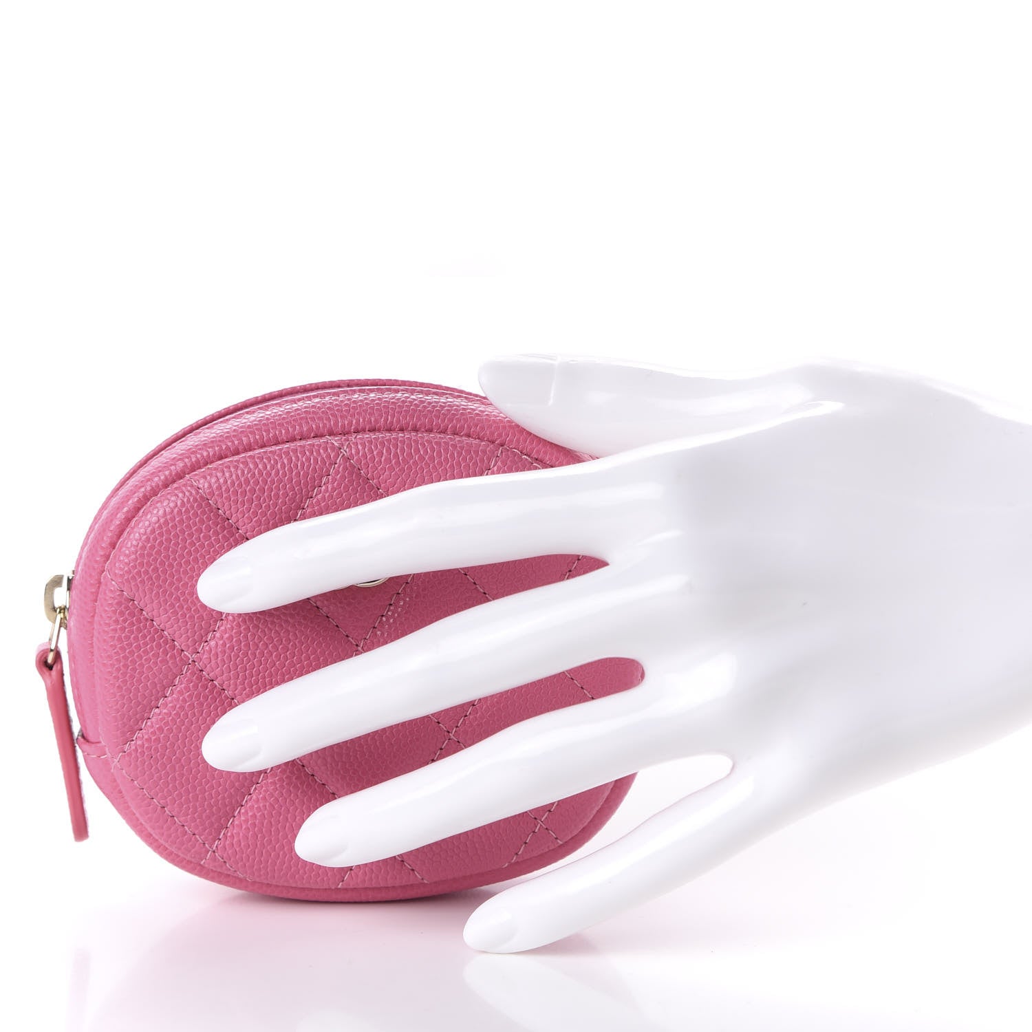 Chanel Caviar Quilted Zip Around Classic Coin Purse Pink 2 of 11