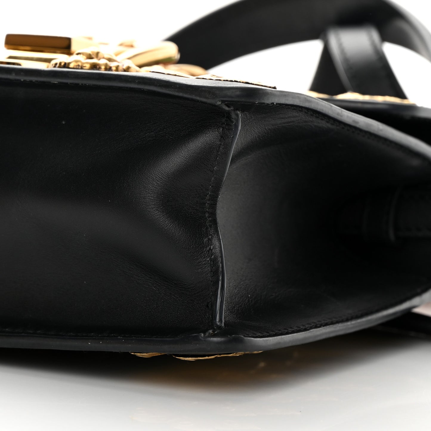 Calfskin Animal Studs Mini Sylvie Top Handle Bag Black