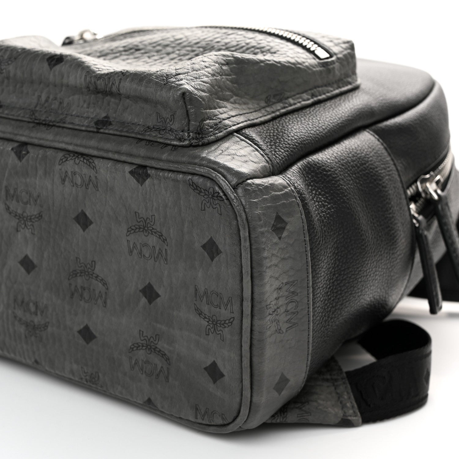 MCM Visetos Calfskin Medium Geonautic Backpack Black Phantom Grey 10 of 10