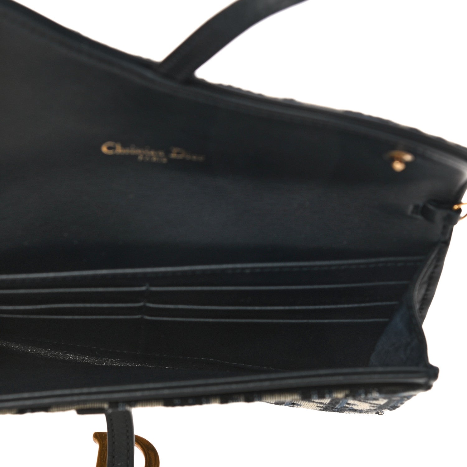 Christian Dior Oblique Saddle Chain Long Wallet Blue 7 of 17